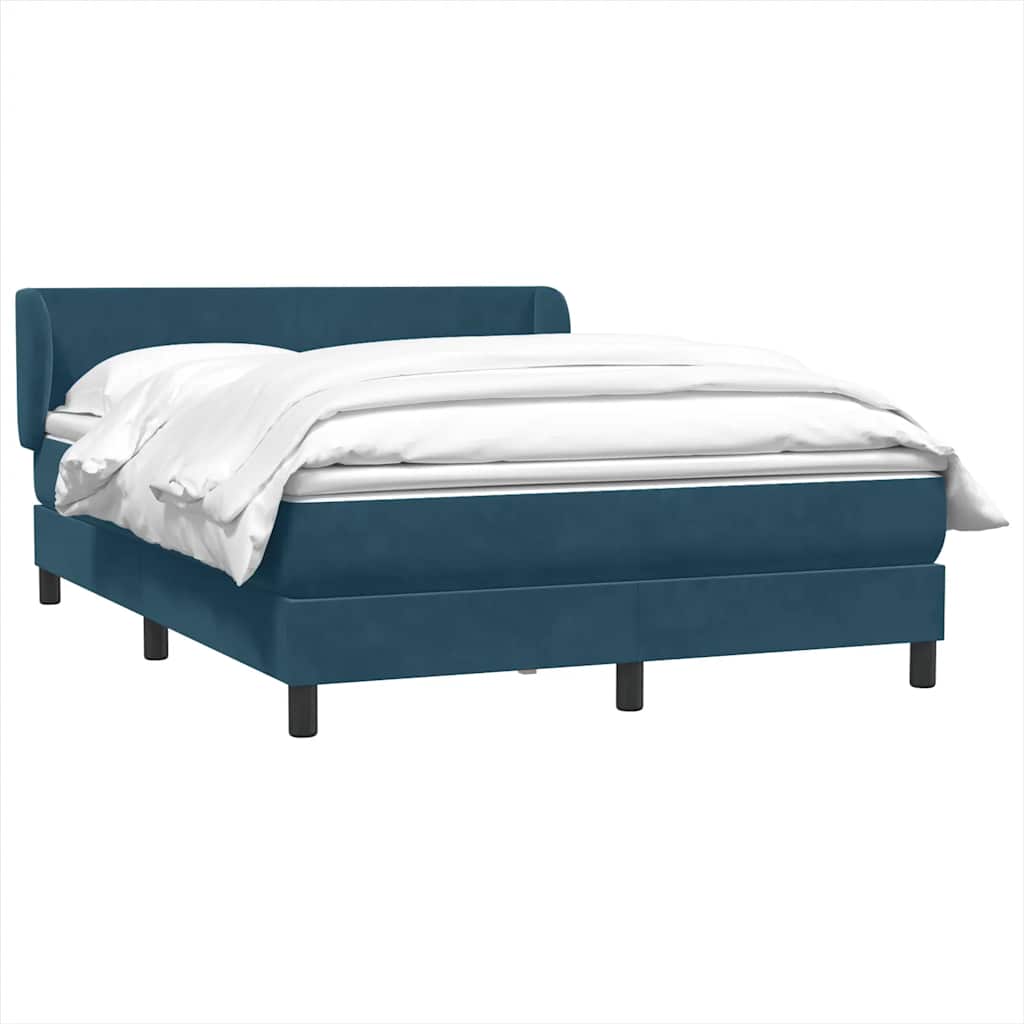 vidaXL Boxspringbett mit Matratze Dunkelblau 140x210 cm Samt