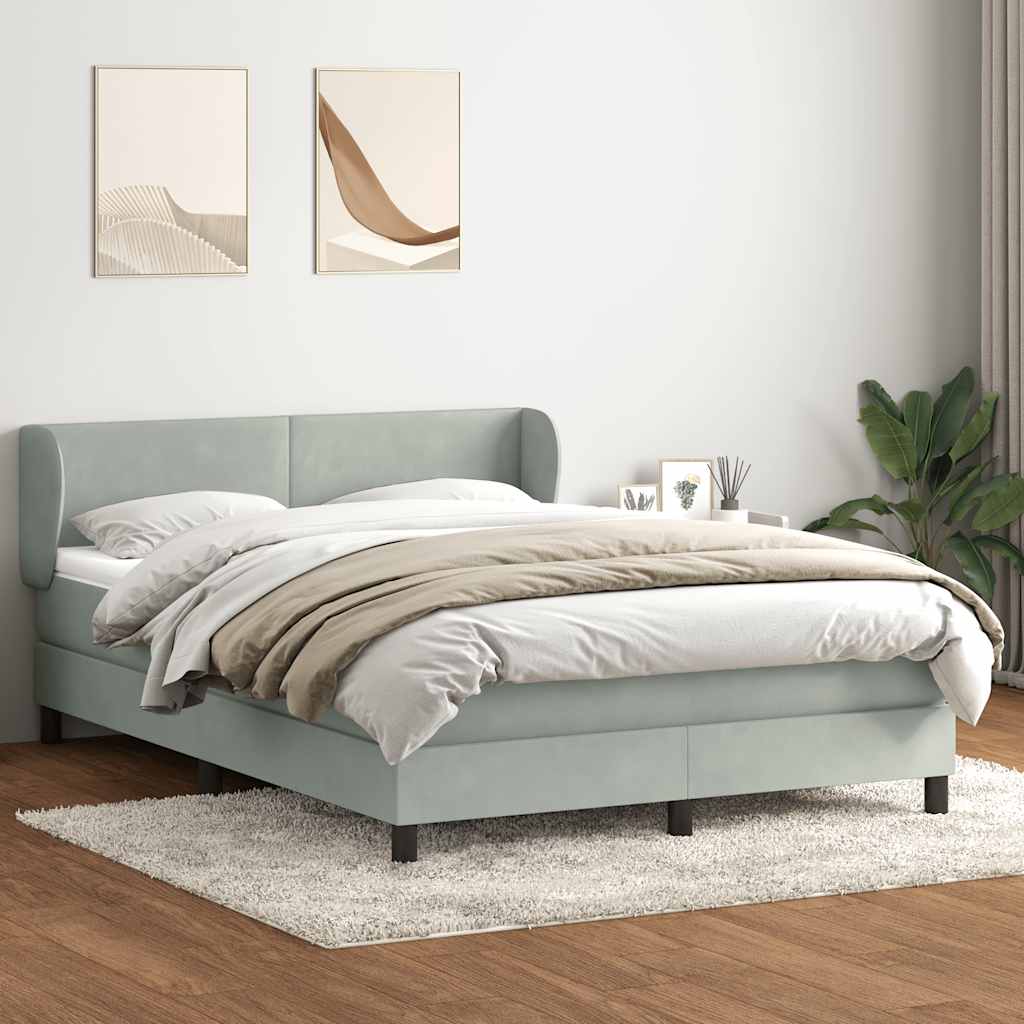 Boxspringbett mit Matratze Hellgrau 160x210 cm Samt