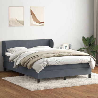 vidaXL Boxspringbett mit Matratze Dunkelgrau 160x210 cm Samt