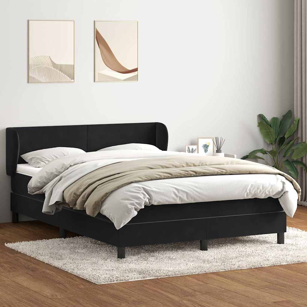 Boxspringbett mit Matratze Schwarz 160x210 cm Samt