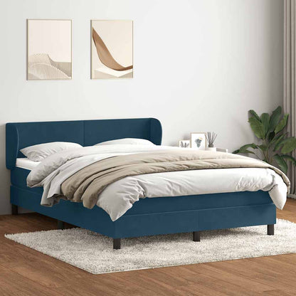 vidaXL Boxspringbett mit Matratze Dunkelblau 160x210 cm Samt