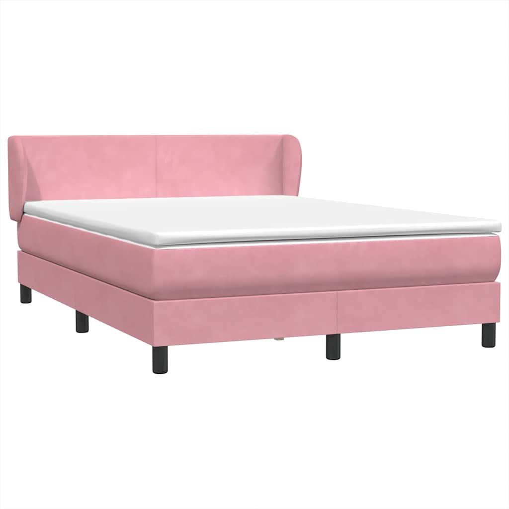 vidaXL Boxspringbett mit Matratze Rosa 160x210 cm Samt
