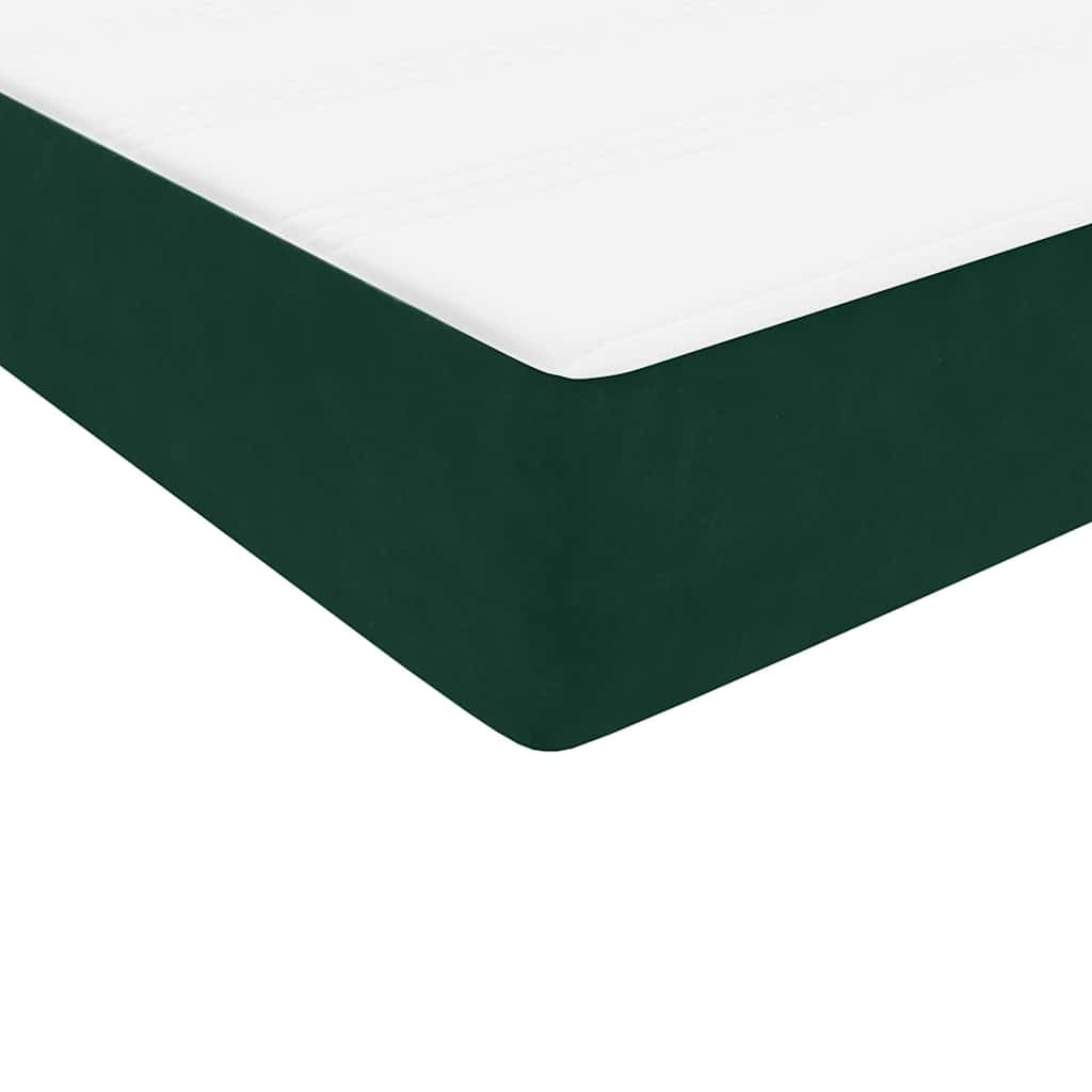 vidaXL Boxspringbett mit Matratze Dunkelgrün 80x220 cm Samt