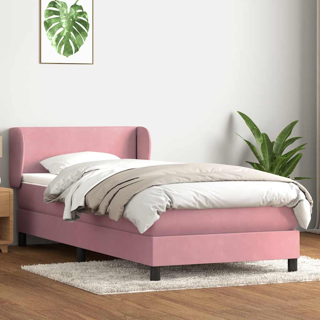 vidaXL Boxspringbett mit Matratze Rosa 80x220 cm Samt
