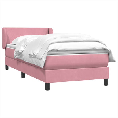 vidaXL Boxspringbett mit Matratze Rosa 80x220 cm Samt