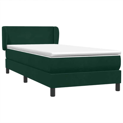 vidaXL Boxspringbett mit Matratze Dunkelgrün 90x220 cm Samt