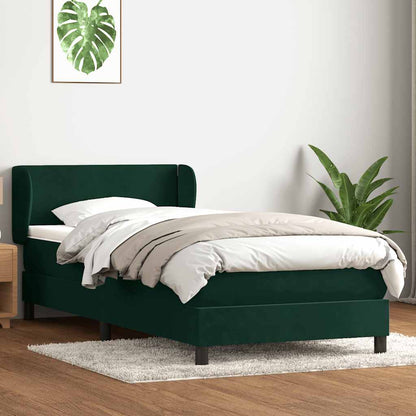 vidaXL Boxspringbett mit Matratze Dunkelgrün 90x220 cm Samt