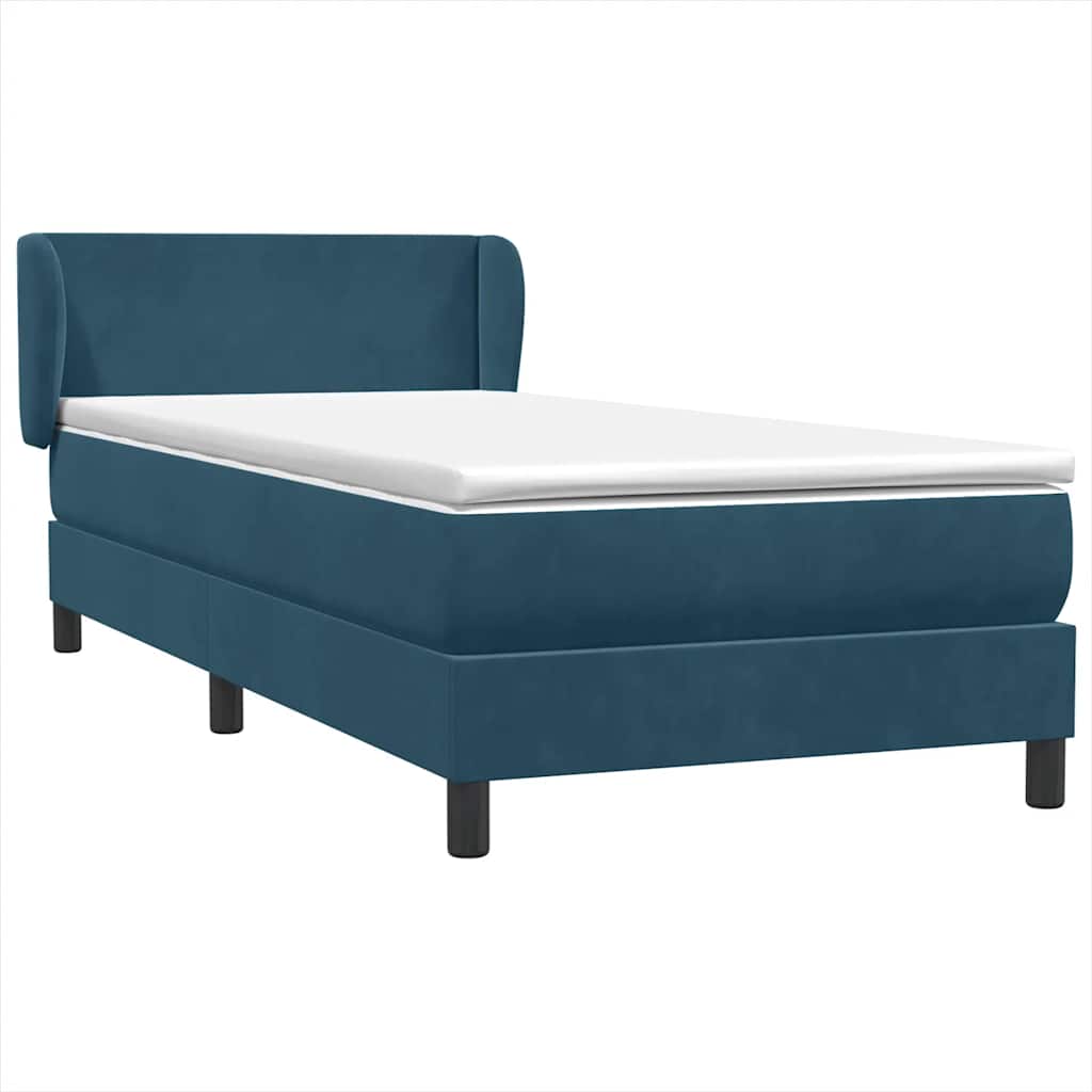 vidaXL Boxspringbett mit Matratze Dunkelblau 90x220 cm Samt