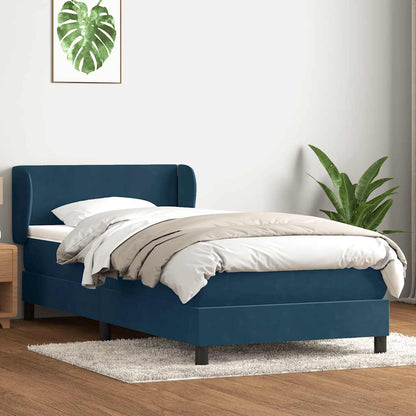 vidaXL Boxspringbett mit Matratze Dunkelblau 90x220 cm Samt