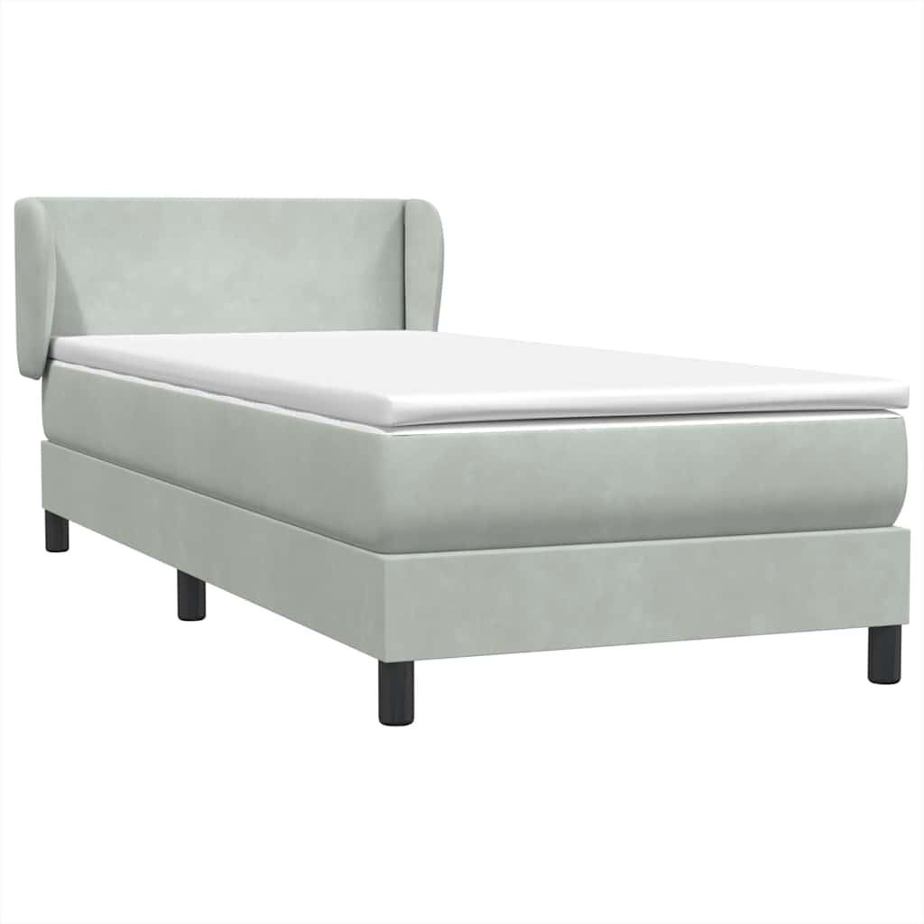 vidaXL Boxspringbett mit Matratze Hellgrau 100x220 cm Samt