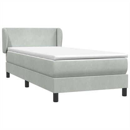 vidaXL Boxspringbett mit Matratze Hellgrau 100x220 cm Samt
