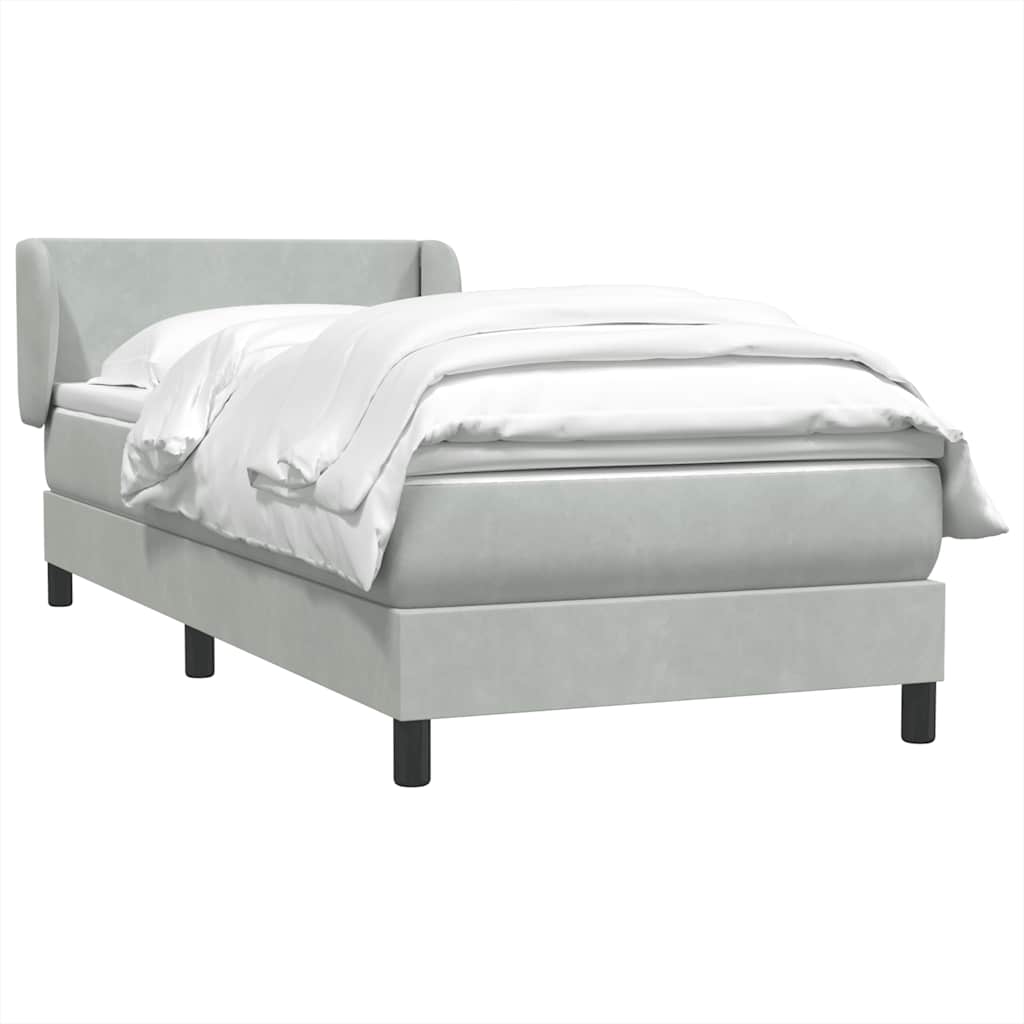vidaXL Boxspringbett mit Matratze Hellgrau 100x220 cm Samt