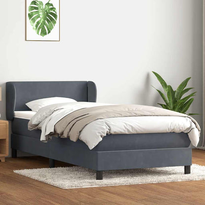 vidaXL Lit boxspring avec matelas Gris foncé 100x220 cm Velours