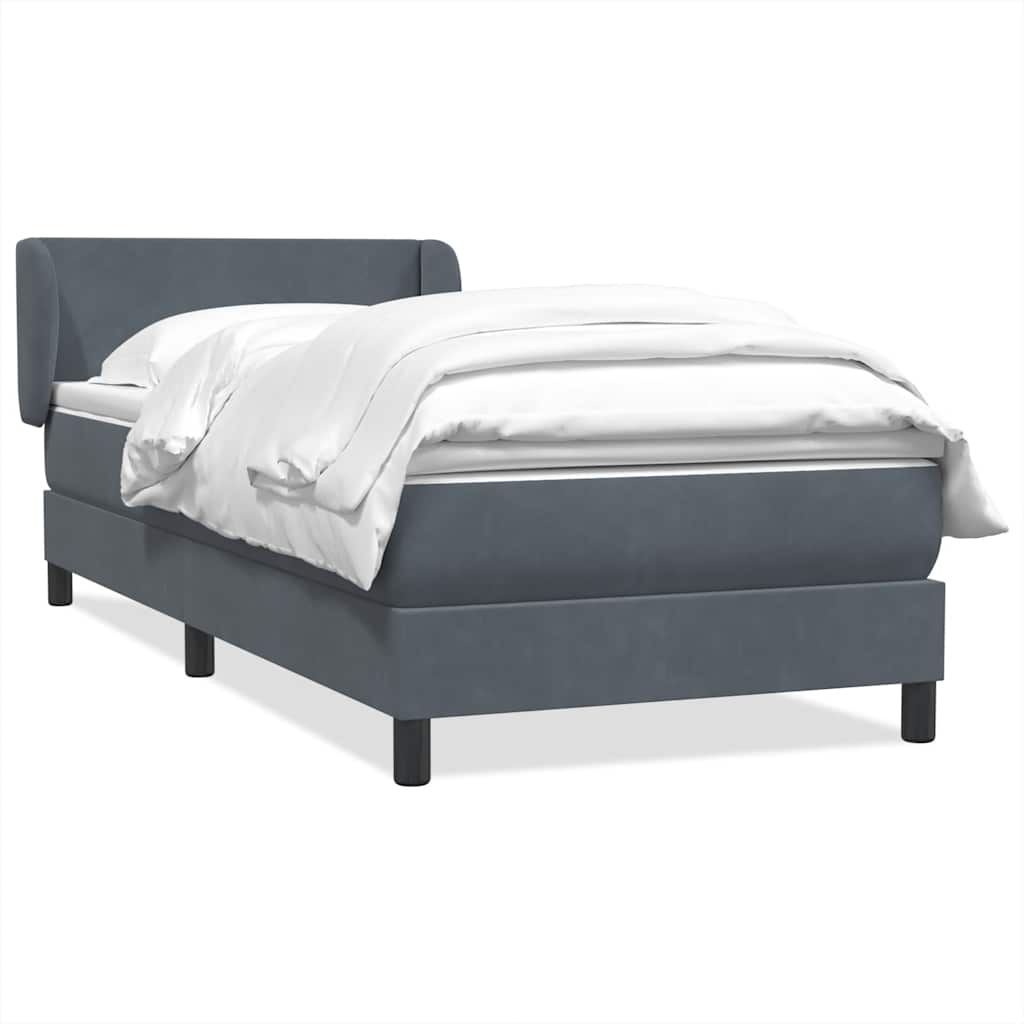vidaXL Lit boxspring avec matelas Gris foncé 100x220 cm Velours