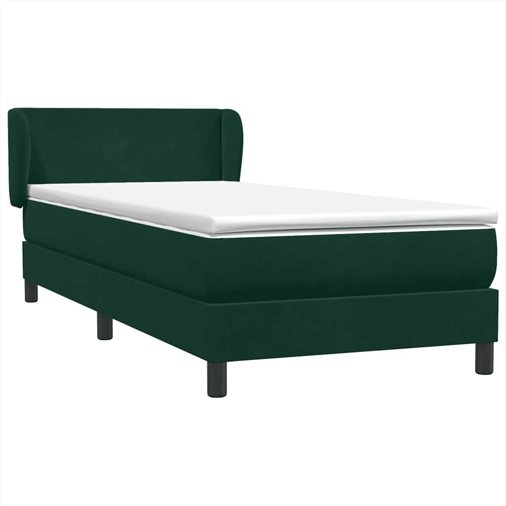 vidaXL Lit coffre avec matelas Vert foncé 100x220 cm Velours