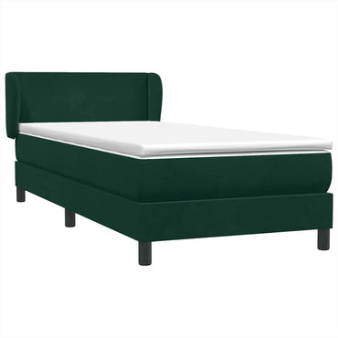 vidaXL Boxspringbett mit Matratze Dunkelgrün 100x220 cm Samt