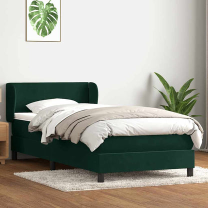 vidaXL Lit coffre avec matelas Vert foncé 100x220 cm Velours