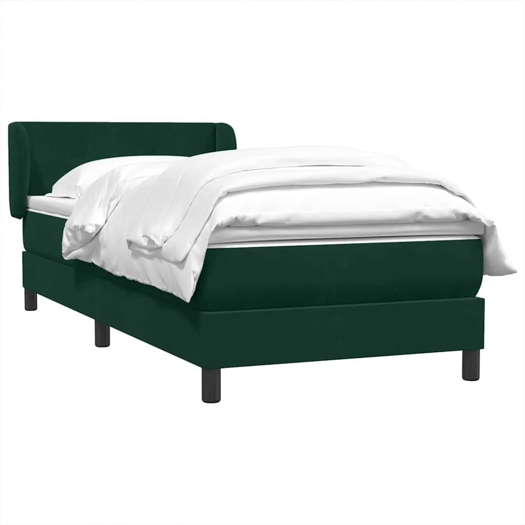 vidaXL Lit coffre avec matelas Vert foncé 100x220 cm Velours