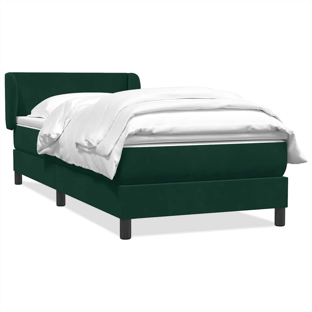 vidaXL Lit coffre avec matelas Vert foncé 100x220 cm Velours