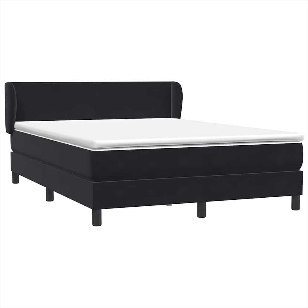 vidaXL Boxspringbett mit Matratze Schwarz 140x220 cm Samt