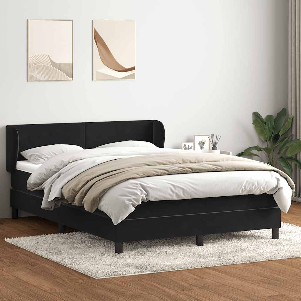 vidaXL Boxspringbett mit Matratze Schwarz 140x220 cm Samt