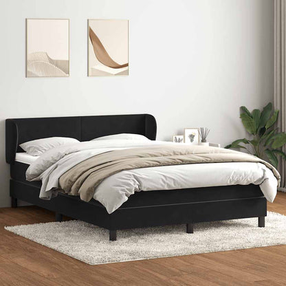 vidaXL Boxspringbett mit Matratze Schwarz 140x220 cm Samt
