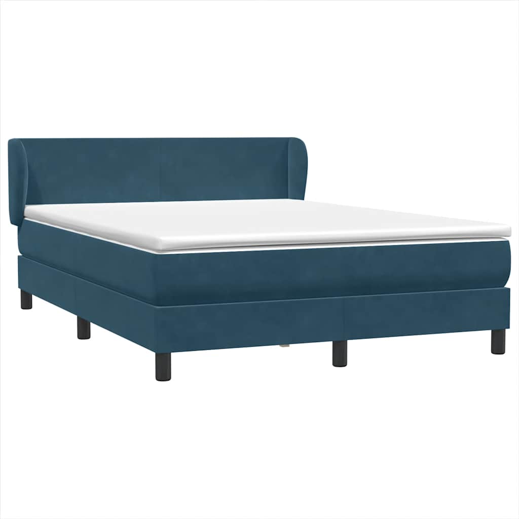 vidaXL Lit continental avec matelas Bleu foncé 140x220 cm Velours