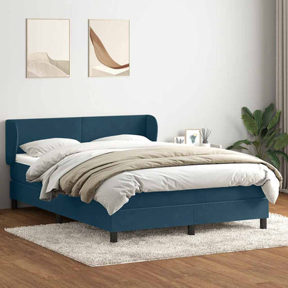 vidaXL Lit continental avec matelas Bleu foncé 140x220 cm Velours
