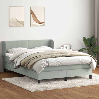 Boxspringbett mit Matratze Hellgrau 160x220 cm Samt