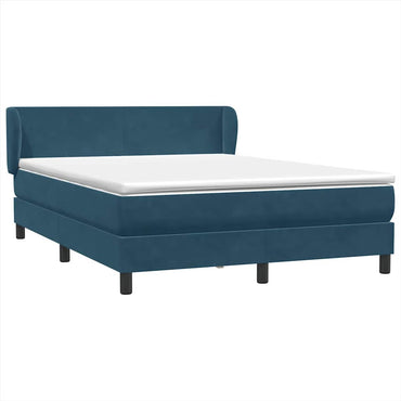 vidaXL Boxspringbett mit Matratze Dunkelblau 160x220 cm Samt