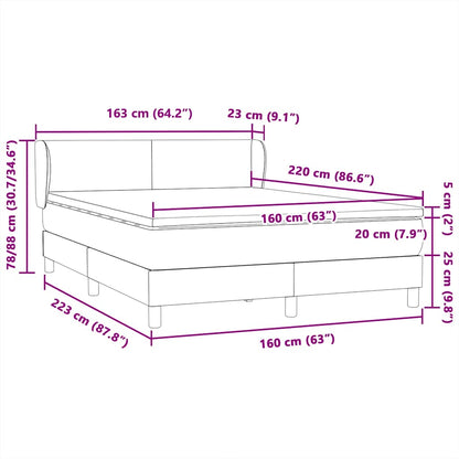 vidaXL Boxspringbett mit Matratze Rosa 160x220 cm Samt