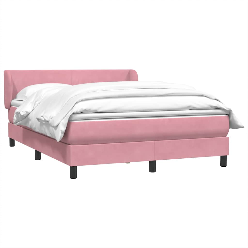 vidaXL Boxspringbett mit Matratze Rosa 160x220 cm Samt
