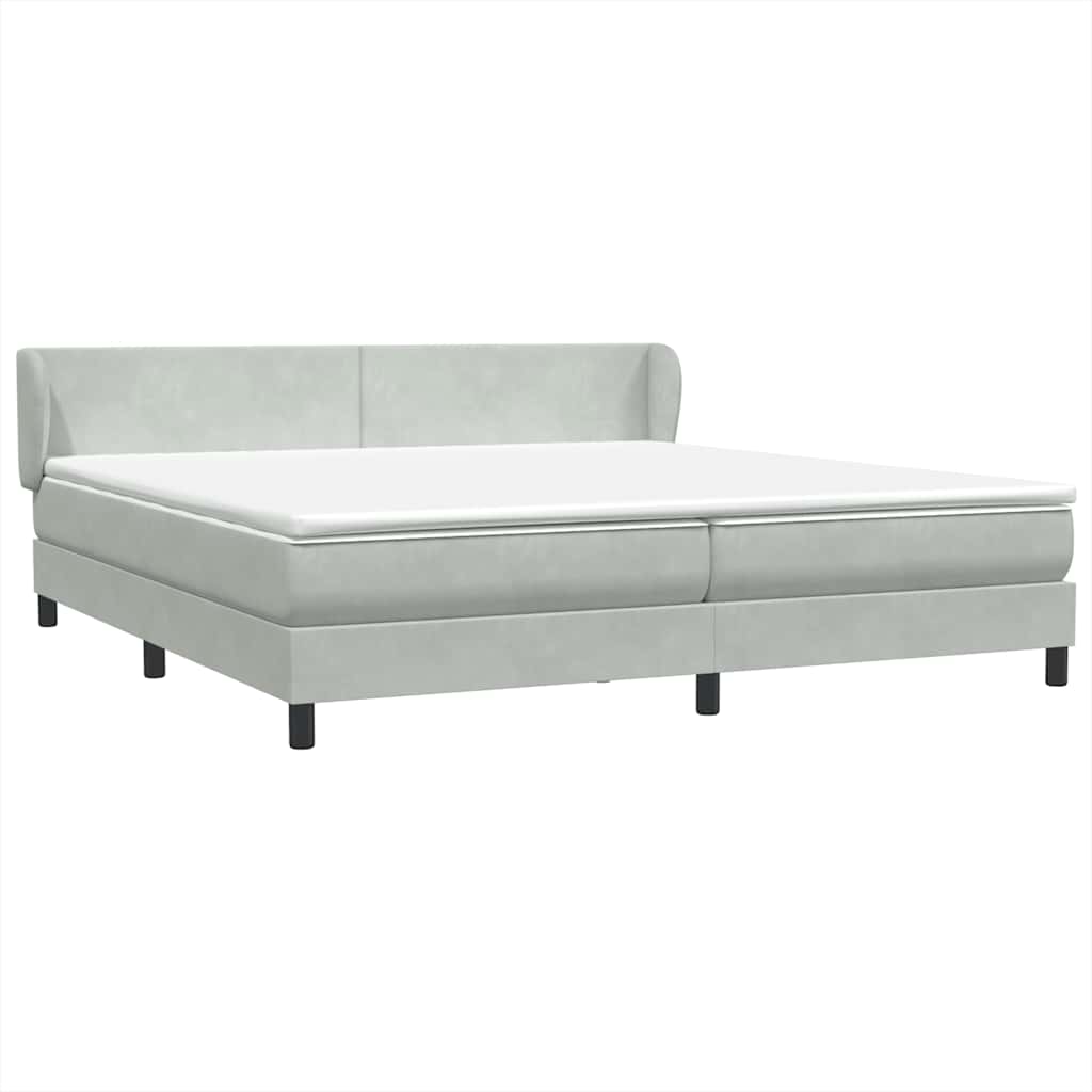 vidaXL Boxspringbett mit Matratzen Hellgrau 180x220 cm Samt