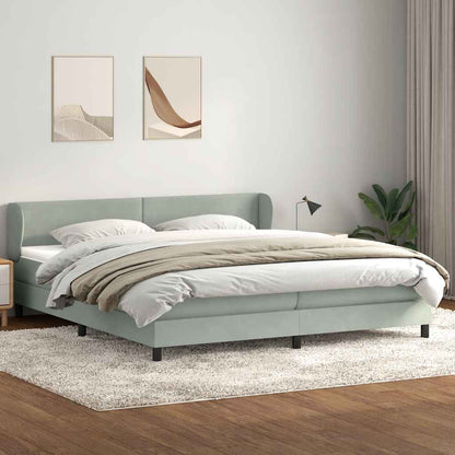 vidaXL Boxspringbett mit Matratzen Hellgrau 180x220 cm Samt