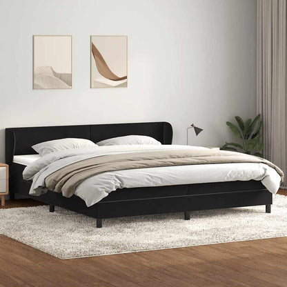 vidaXL Boxspringbett mit Matratzen Schwarz 180x220 cm Samt