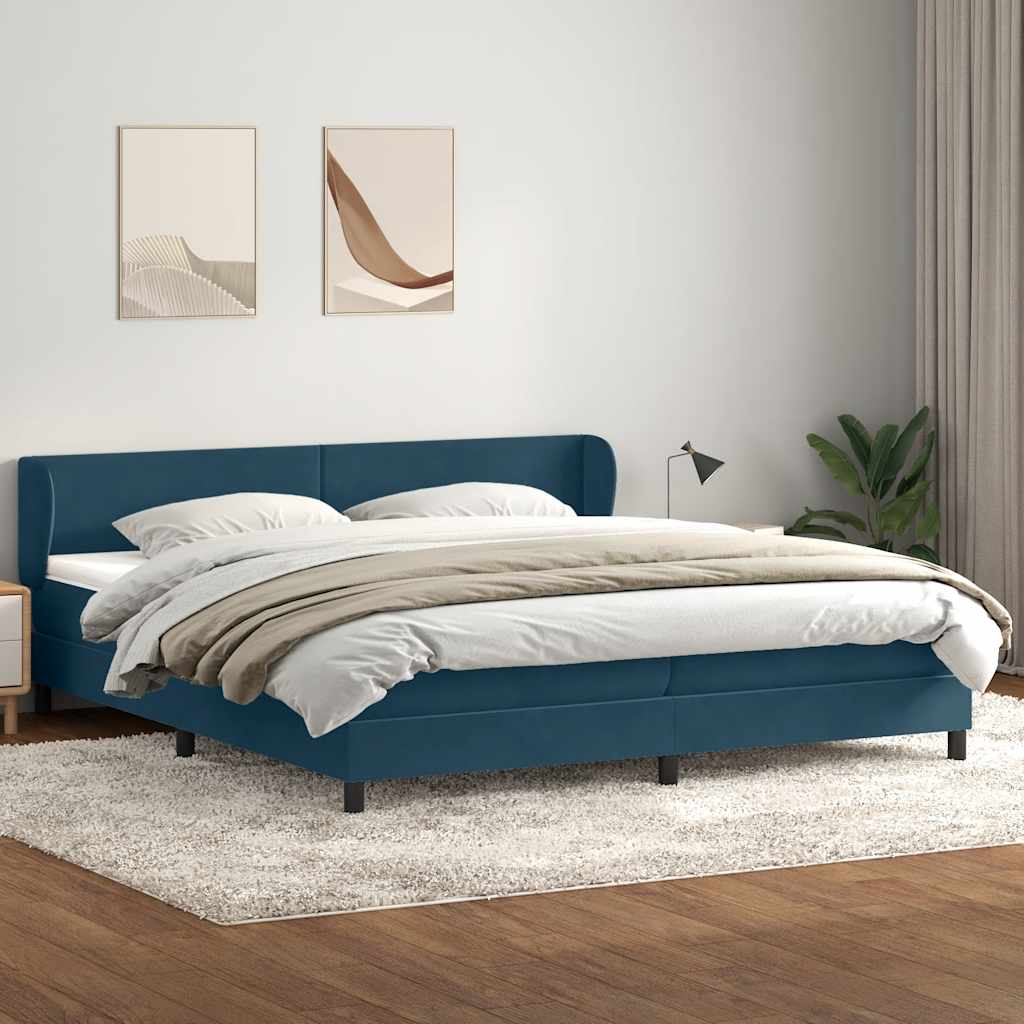 vidaXL Boxspringbett mit Matratzen Dunkelblau 180x220 cm Samt