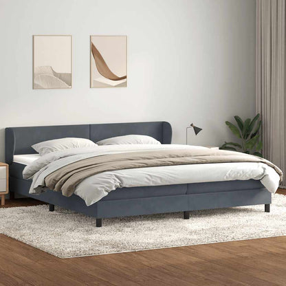 vidaXL Lit avec sommier tapissier et matelas gris foncé 200x220 cm Velours