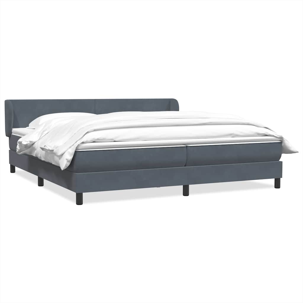 vidaXL Lit avec sommier tapissier et matelas gris foncé 200x220 cm Velours