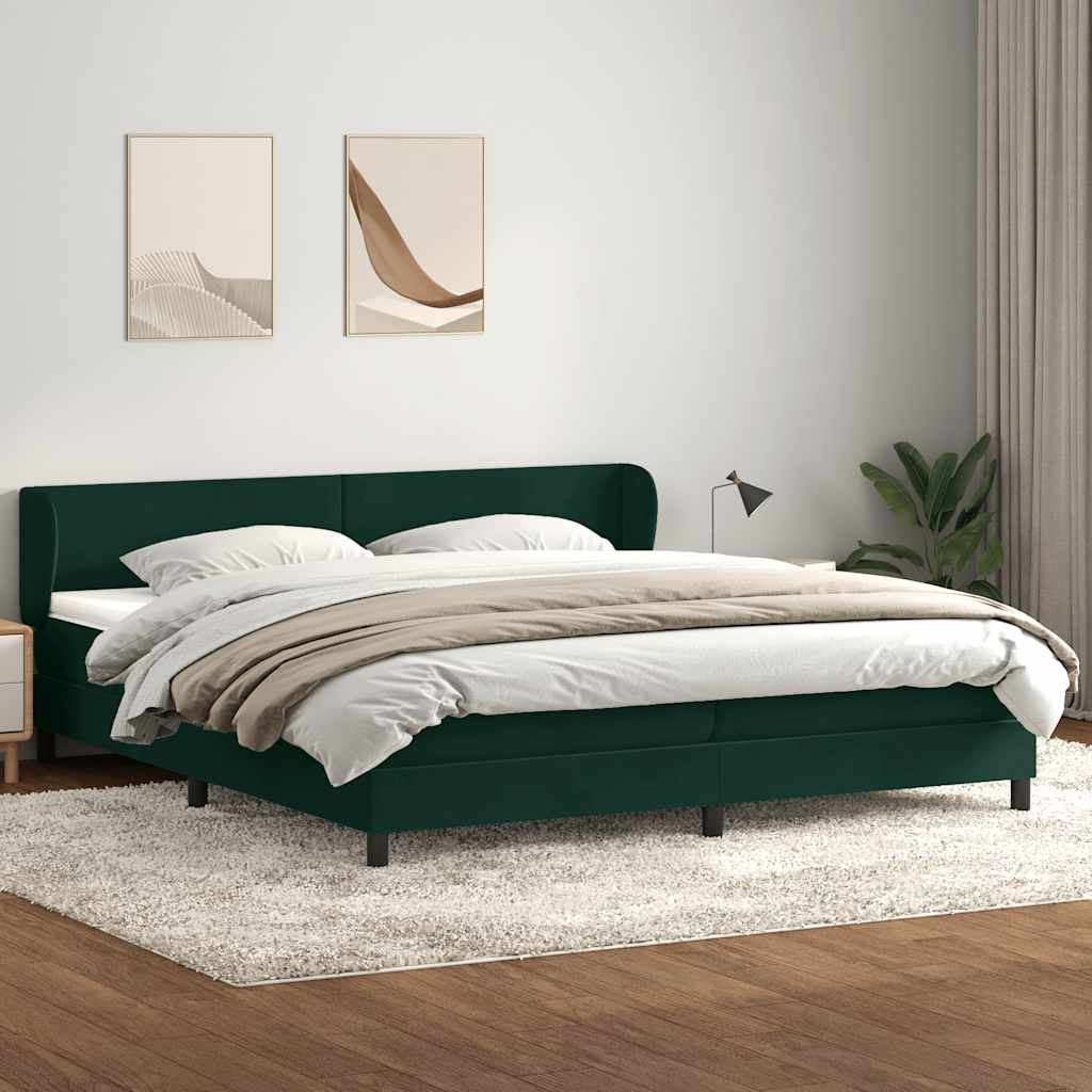 vidaXL Boxspringbett mit Matratzen Dunkelgrün 200x220 cm Samt