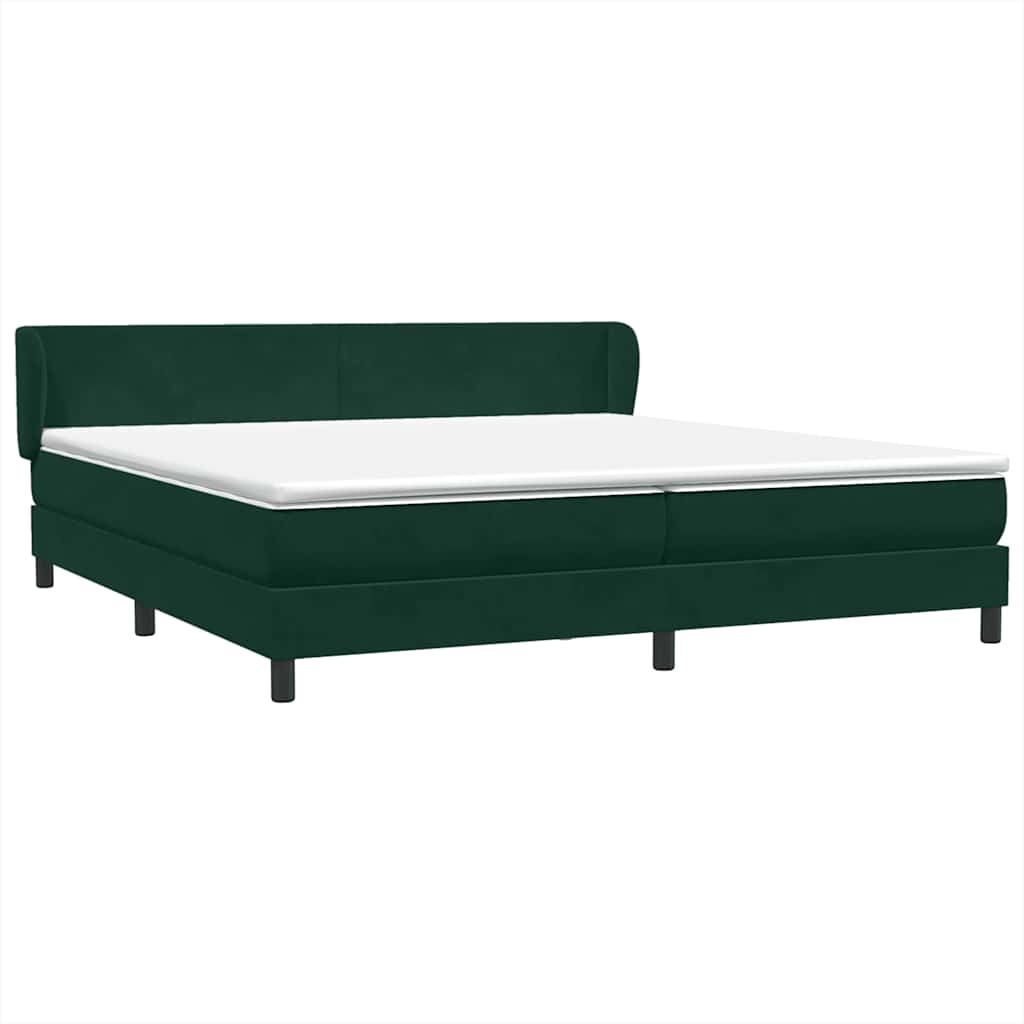 vidaXL Boxspringbett mit Matratzen Dunkelgrün 200x220 cm Samt