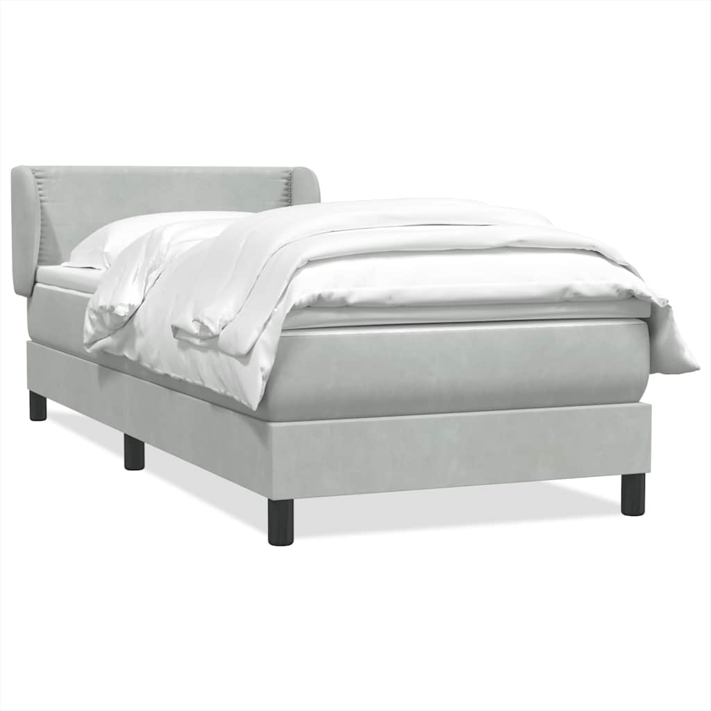 vidaXL Boxspringbett mit Matratze Hellgrau 80x210 cm Samt