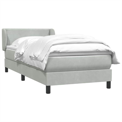 vidaXL Boxspringbett mit Matratze Hellgrau 80x210 cm Samt