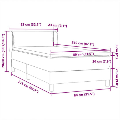vidaXL Boxspringbett mit Matratze Dunkelgrün 80x210 cm Samt