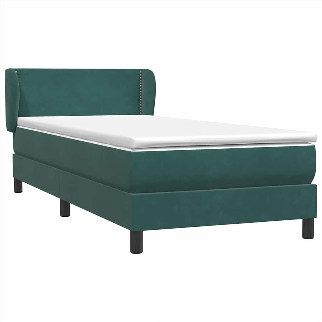 vidaXL Boxspringbett mit Matratze Dunkelgrün 80x210 cm Samt
