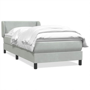 vidaXL Boxspringbett mit Matratze Hellgrau 100x210 cm Samt