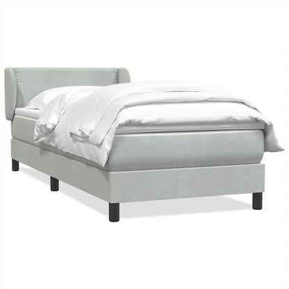 vidaXL Boxspringbett mit Matratze Hellgrau 100x210 cm Samt