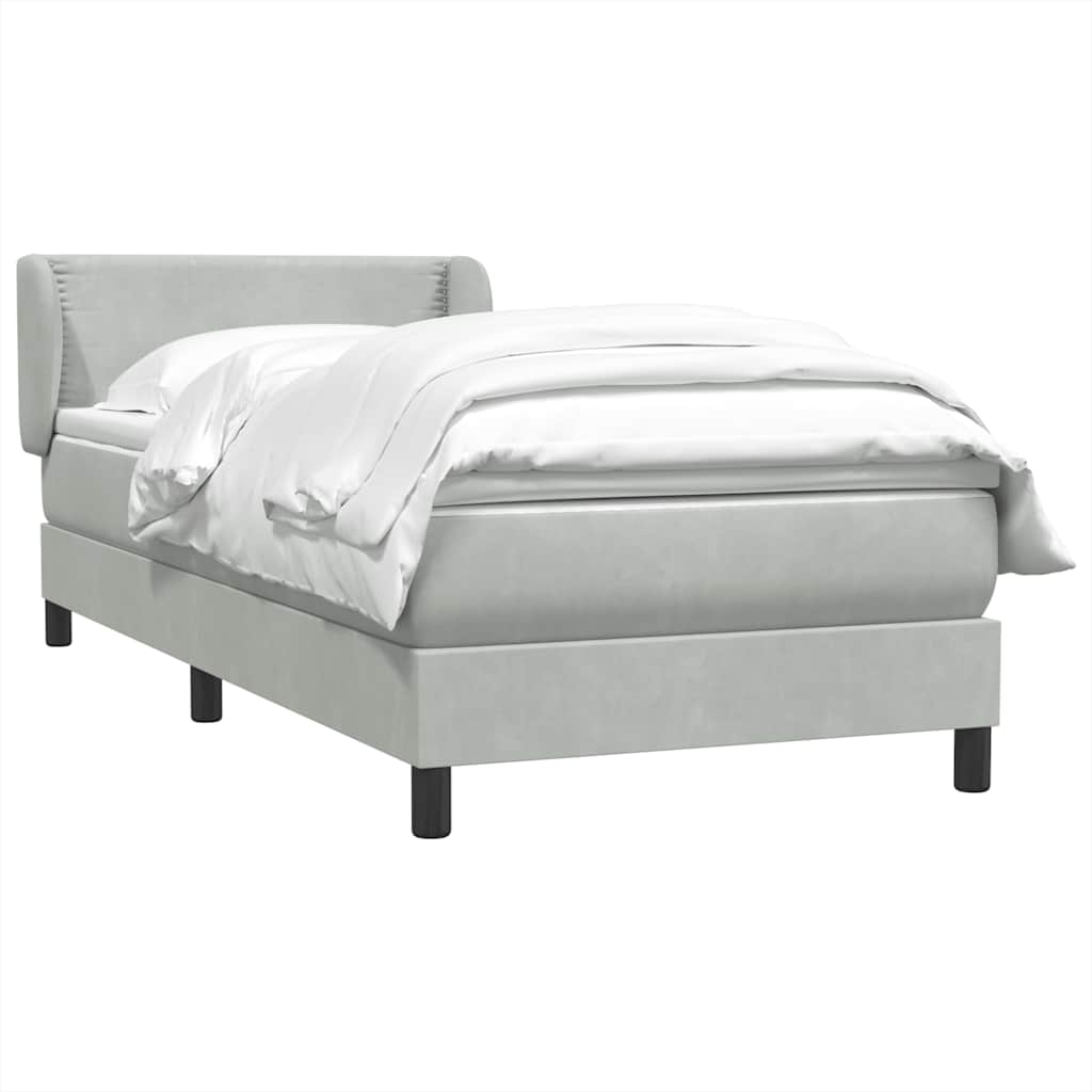 vidaXL Boxspringbett mit Matratze Hellgrau 100x210 cm Samt