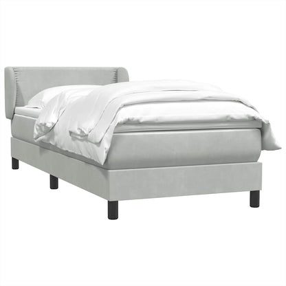 vidaXL Boxspringbett mit Matratze Hellgrau 100x210 cm Samt