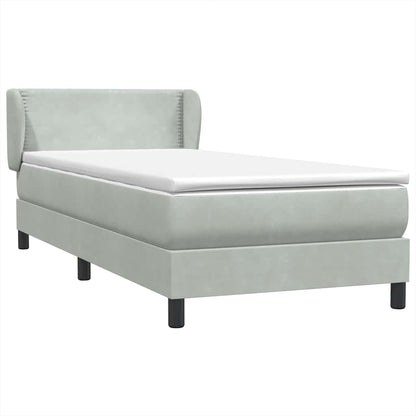 vidaXL Boxspringbett mit Matratze Hellgrau 100x210 cm Samt