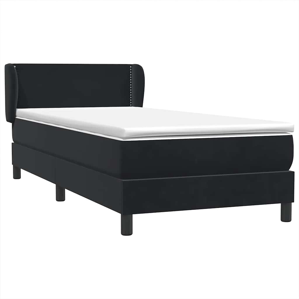 vidaXL Boxspringbett mit Matratze Schwarz 100x210 cm Samt